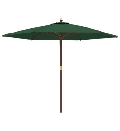 Parasol de jardin avec mât en bois vert 299x240 cm