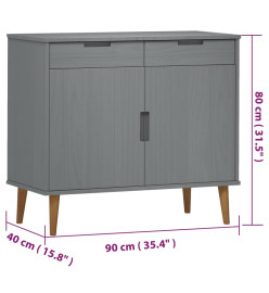 Buffet MOLDE Gris 90x40x80 cm Bois massif de pin