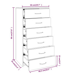 Buffet avec 6 tiroirs Chêne brun 50x34x96 cm Bois d'ingénierie