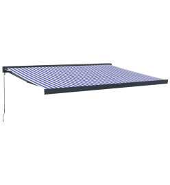 Auvent rétractable bleu et blanc 4,5x3 m tissu et aluminium