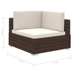 Salon de jardin 12 pcs avec coussins Résine tressée Marron