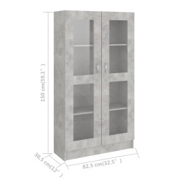 Armoire à vitrine Gris béton 82,5x30,5x150 cm Aggloméré