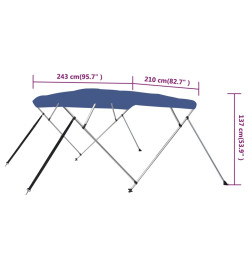 Auvent bimini à 4 arceaux Bleu 243x210x137 cm