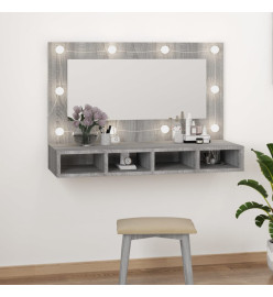 Armoire à miroir avec LED Sonoma gris 90x31,5x62 cm