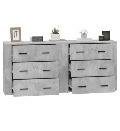 Buffets 2 pcs gris béton bois d'ingénierie