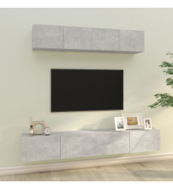 Ensemble de meubles TV 4 pcs Gris béton Bois d'ingénierie