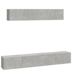 Ensemble de meubles TV 4 pcs Gris béton Bois d'ingénierie