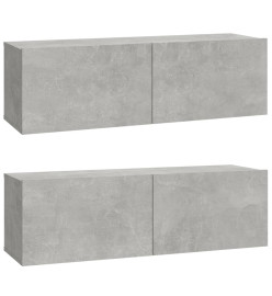 Ensemble de meubles TV 4 pcs Gris béton Bois d'ingénierie