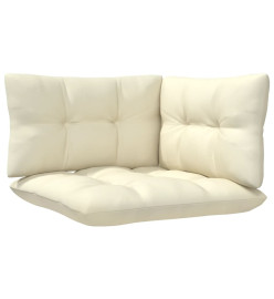 Salon de jardin 3 pcs avec coussins crème Bois de pin massif