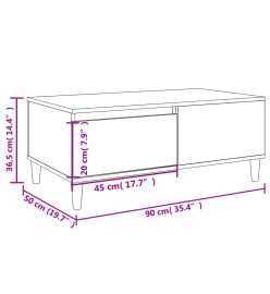 Table basse Sonoma gris 90x50x36,5 cm Bois d'ingénierie