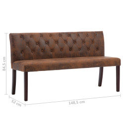 Banc 148,5 cm Marron Similicuir daim