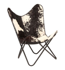 Chaise papillon Noir et blanc Cuir véritable de chèvre