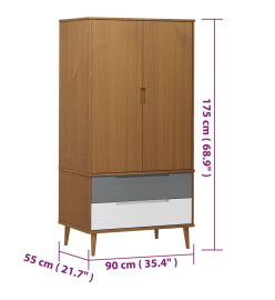 Garde-robe MOLDE Marron 90x55x175 cm Bois massif de pin