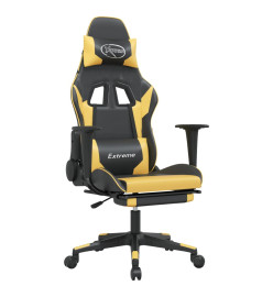 Chaise de jeu avec repose-pied Noir et doré Similicuir