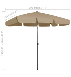 Parasol de plage taupe 200x125 cm