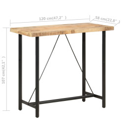 Table de bar 120x58x107 cm Bois de manguier brut