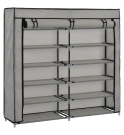 Armoire à chaussures avec housse Gris 115x28x110 cm Tissu