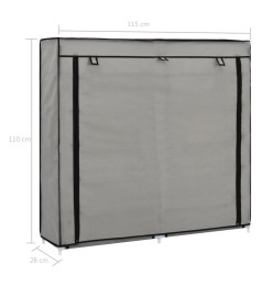 Armoire à chaussures avec housse Gris 115x28x110 cm Tissu