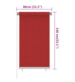 Store roulant d'extérieur 80x140 cm Rouge PEHD