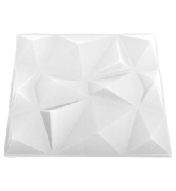 Panneaux muraux 3D 48 pcs 50x50 cm Blanc diamant 12 m²