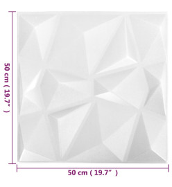 Panneaux muraux 3D 48 pcs 50x50 cm Blanc diamant 12 m²