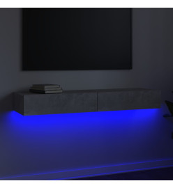 Meuble TV avec lumières LED Gris béton 120x35x15,5 cm