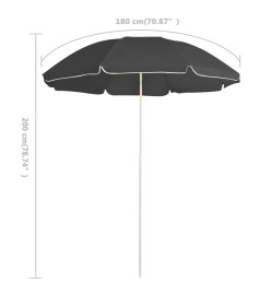 Parasol d'extérieur avec mât en acier Anthracite 180 cm