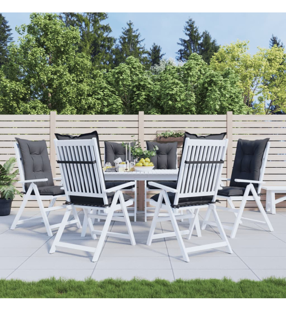 Coussins de chaise de jardin à dossier haut lot de 6 anthracite