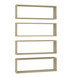 Étagères cube murales 4 pcs Chêne sonoma 80x15x26,5cm Aggloméré