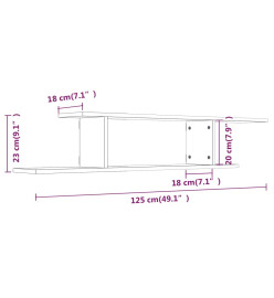 Étagère TV murale Sonoma gris 125x18x23 cm Bois d'ingénierie