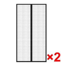 Rideau de porte contre insectes 210x100cm 2 pcs Magnétique Noir