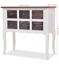 Armoire de console 6 tiroirs Marron et blanc Bois