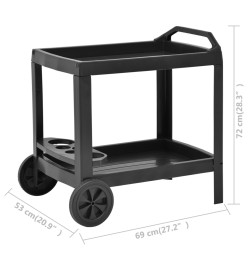 Chariot à boissons Anthracite 69x53x72 cm Plastique