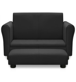 Canapé pour enfants avec tabouret Noir Similicuir