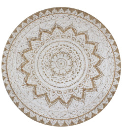 Tapis Jute tressé imprimé 90 cm rond