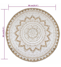 Tapis Jute tressé imprimé 90 cm rond