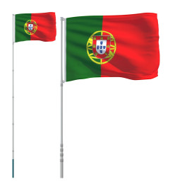 Drapeau du Portugal et mât 5,55 m Aluminium