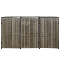 Abri pour poubelle triple Gris 207x80x117 cm Résine tressée