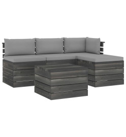 Salon palette de jardin 5 pcs avec coussins Bois de pin massif