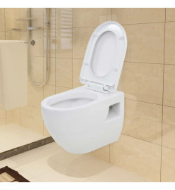 Toilette murale avec réservoir de chasse caché Céramique Blanc