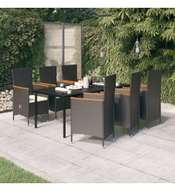 Mobilier de salle à manger de jardin avec coussins 7 pcs Noir