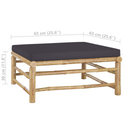 Salon de jardin 7 pcs avec coussins gris foncé Bambou