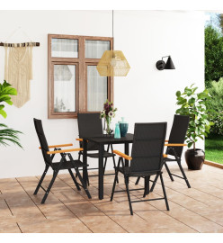 Ensemble de salle à manger de jardin 5 pcs Noir et marron
