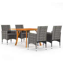 Ensemble de salle à manger de jardin 5 pcs Gris