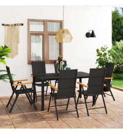 Ensemble de salle à manger de jardin 7 pcs Noir et marron