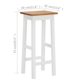 Tabourets de bar lot de 2 bois de chêne solide