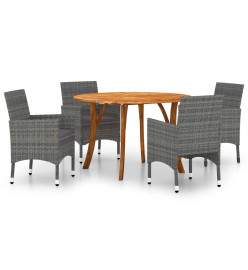 Ensemble de salle à manger de jardin 5 pcs Gris