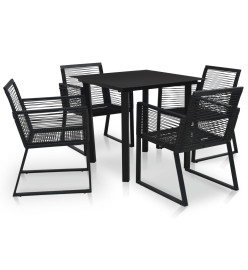 Mobilier à dîner d'extérieur 5 pcs Rotin PVC Noir