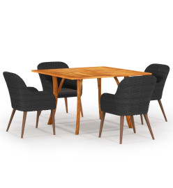 Ensemble de salle à manger de jardin 5 pcs Noir