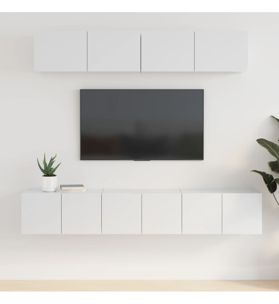 Ensemble de meubles TV 5 pcs Blanc brillant Bois d'ingénierie